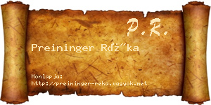 Preininger Réka névjegykártya